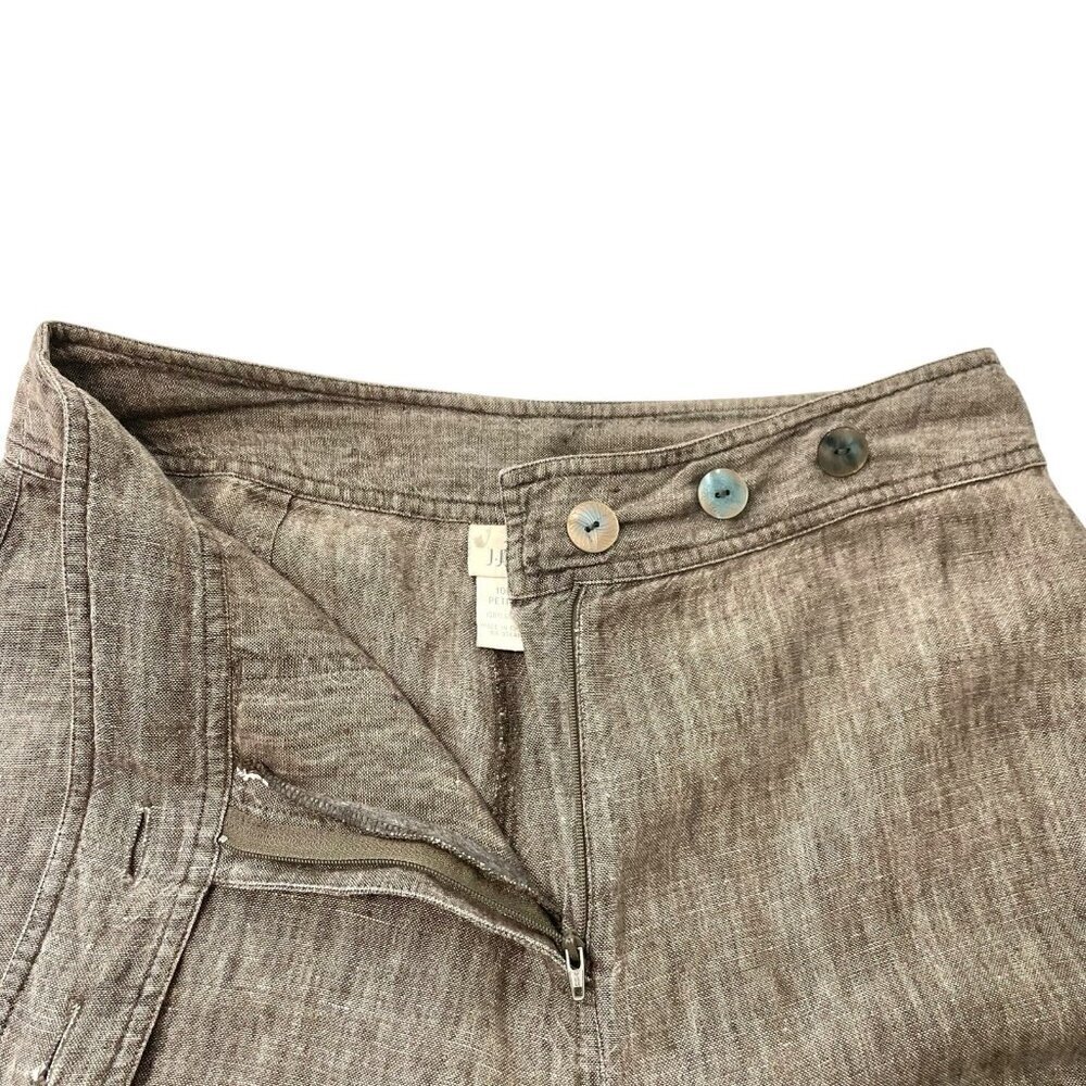 J Jill 100% Linen Cropped Wide-Leg Pants Culottes Coastal Brown size 10 PETITE - Picture 3 of 5